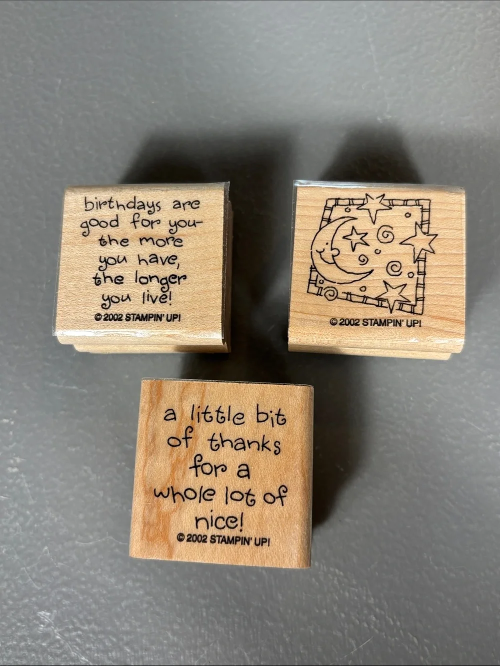 Stampin’ Up! Quick & Cute 2002 Retired Wood Mount Rubber Stamp Set of 8